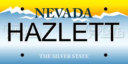 HAZLETT Nevada License Plate