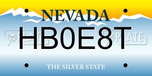 HB0E8T Nevada License Plate