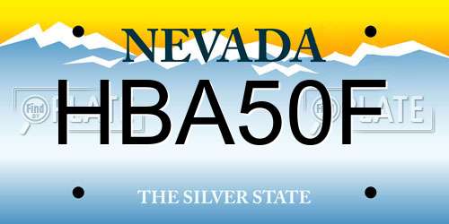 HBA50F Nevada License Plate