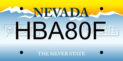 HBA80F Nevada License Plate