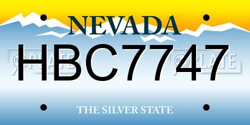HBC7747 Nevada License Plate