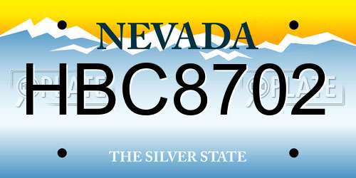 HBC8702 Nevada License Plate