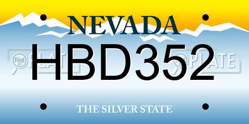 HBD352 Nevada License Plate