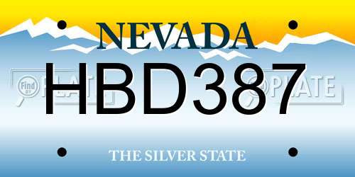 HBD387 Nevada License Plate