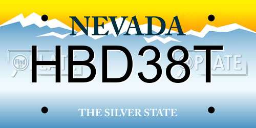 HBD38T Nevada License Plate