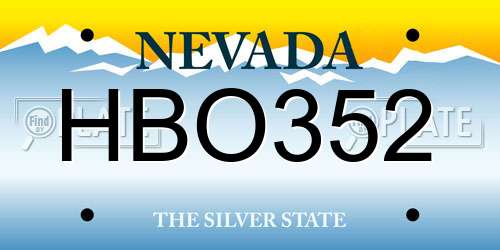 HBO352 Nevada License Plate
