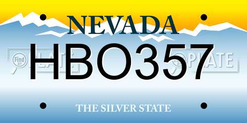 HBO357 Nevada License Plate