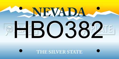 HBO382 Nevada License Plate