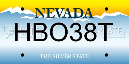 HBO38T Nevada License Plate