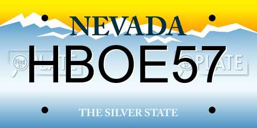 HBOE57 Nevada License Plate