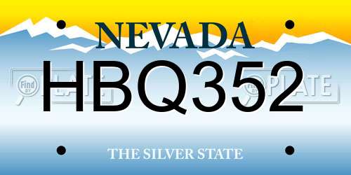 HBQ352 Nevada License Plate