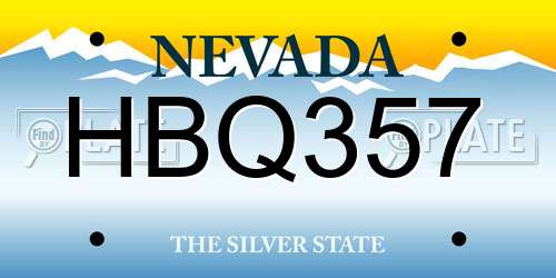 HBQ357 Nevada License Plate