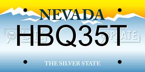 HBQ35T Nevada License Plate