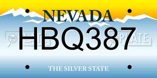 HBQ387 Nevada License Plate