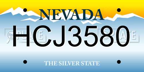 HCJ3580 Nevada License Plate