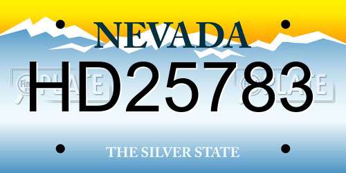 HD25783 Nevada License Plate