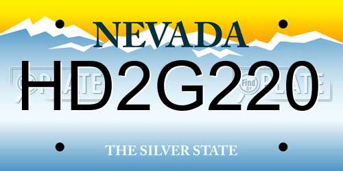 HD2G220 Nevada License Plate