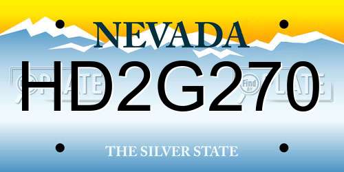 HD2G270 Nevada License Plate