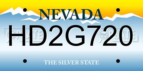 HD2G720 Nevada License Plate