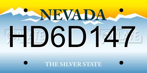 HD6D147 Nevada License Plate