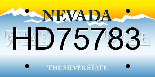 HD75783 Nevada License Plate