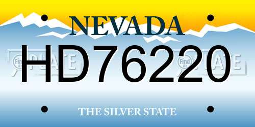 HD76220 Nevada License Plate