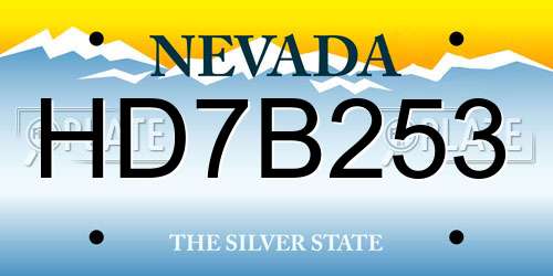 HD7B253 Nevada License Plate