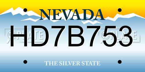 HD7B753 Nevada License Plate