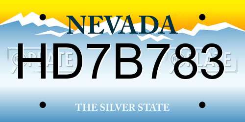 HD7B783 Nevada License Plate
