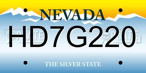 HD7G220 Nevada License Plate