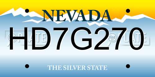 HD7G270 Nevada License Plate