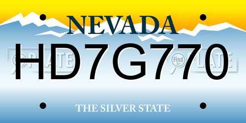 HD7G770 Nevada License Plate