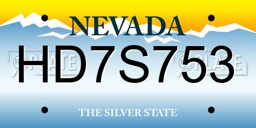 HD7S753 Nevada License Plate