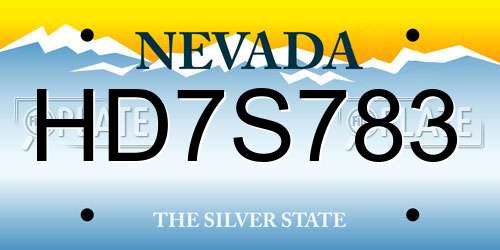 HD7S783 Nevada License Plate
