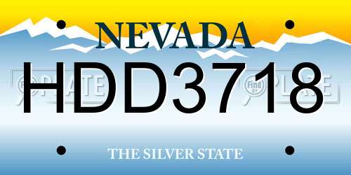 HDD3718 Nevada License Plate