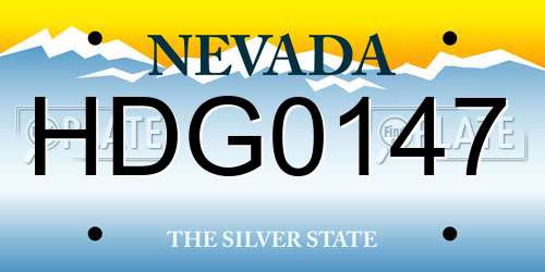 HDG0147 Nevada License Plate