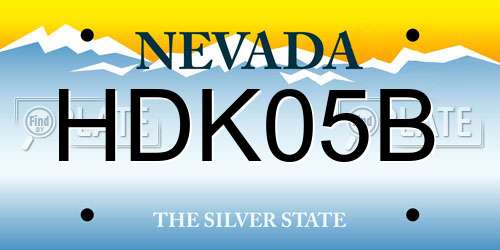 HDK05B Nevada License Plate