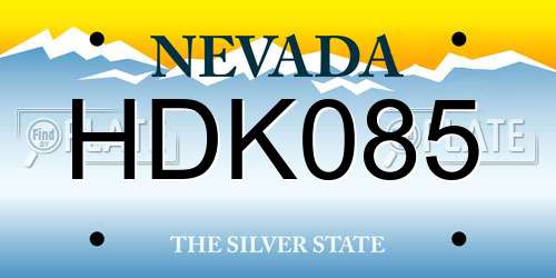 HDK085 Nevada License Plate