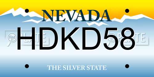 HDKD58 Nevada License Plate