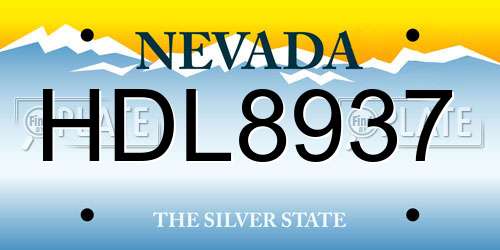 HDL8937 Nevada License Plate
