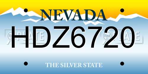 HDZ6720 Nevada License Plate
