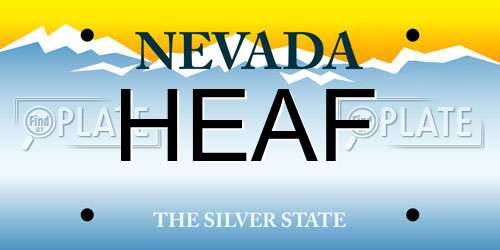 HEAF Nevada License Plate