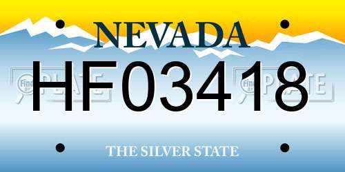 HF03418 Nevada License Plate