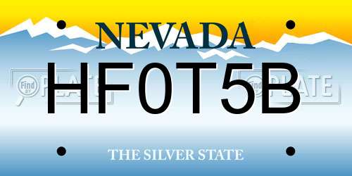 HF0T5B Nevada License Plate