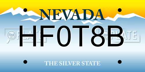 HF0T8B Nevada License Plate