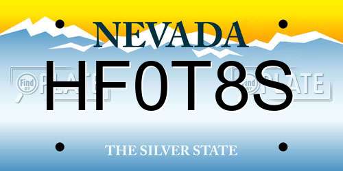 HF0T8S Nevada License Plate