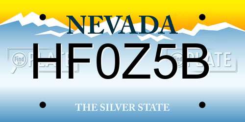 HF0Z5B Nevada License Plate