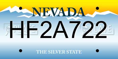 HF2A722 Nevada License Plate