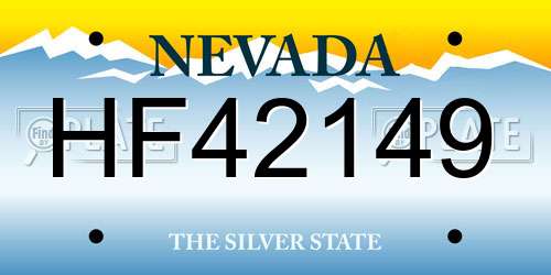 HF42149 Nevada License Plate