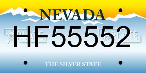 HF55552 Nevada License Plate
